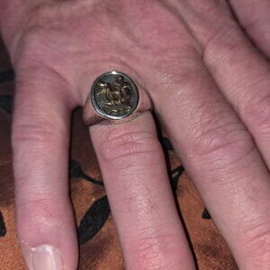 Retired James Avery 14k Alpha And Omega Signet Ring Sterling 925 Size 10